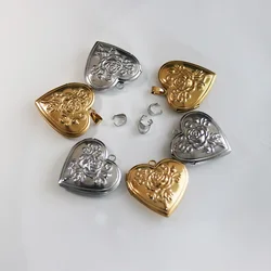 Wholesale 20pc/lot DIY Photo Frame Rose Heart Stainless Steel Charms Locket Pendant Jewelry Making Family Memories Festival Gift