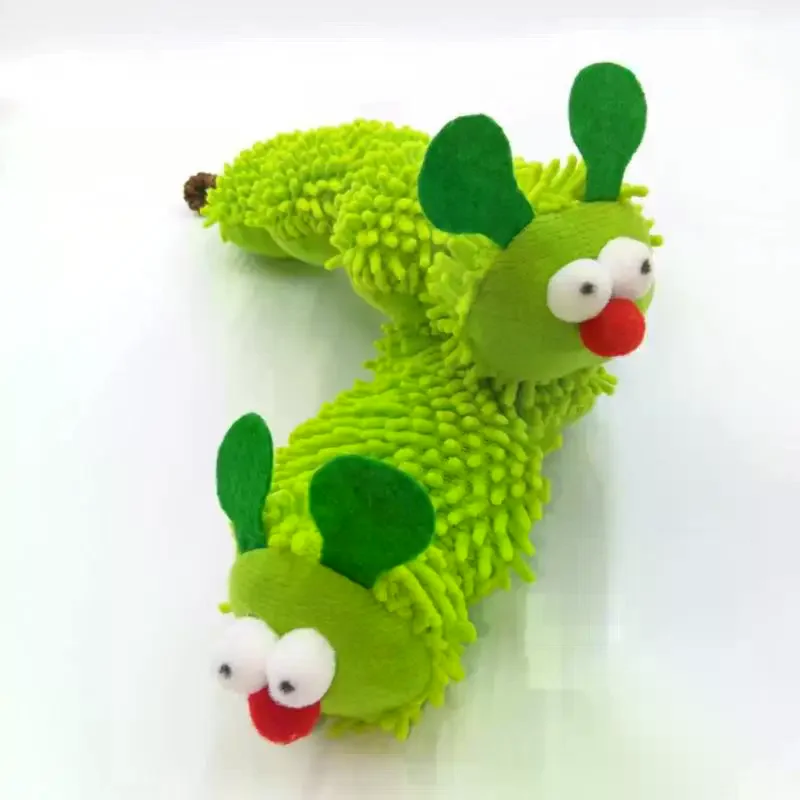 Caterpillar Plush Cat Chew Toys Catnip Molar Toy Cat Teaser Interaction Toy Clean Mouth Kitten Toy Cat Catnip Toy Accessories