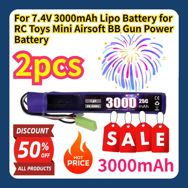 

For 7.4V 3000mAh Lipo Battery for RC Toys Mini Airsoft BB Gun Power Battery