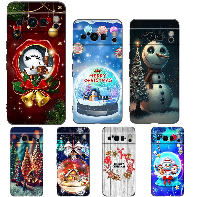 Snow Merry Christmas Phone Case Cover for Google Pixel 8 7 6 7A 6A Pro 5G Shockproof Silicone Soft 9 Pro XL 8 Pro 5G Shell Bags