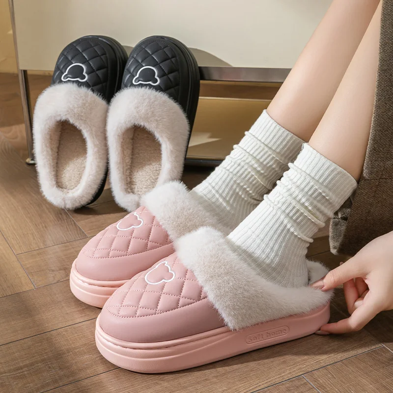 شباشب قطنية للنساء، ديكور منزلي جديد للخريف والشتاء، مضاد للانزلاق ودافئ، مع نعال قطنية سميكة القاع