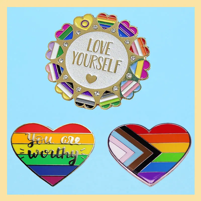 Loveliness Cartoon The Five Colours Love Series Metal Badge Pin Motivational Literature Art Brooch Send Off Friend Gift