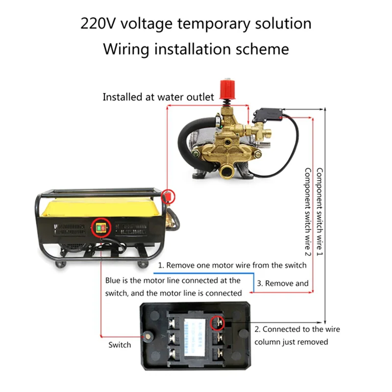 

Efficient 2 PCS Car Washer Machine High Pressure Cleaner Automatic Induction Pressure Switch Yellow Copper For 55/58 Car Washing