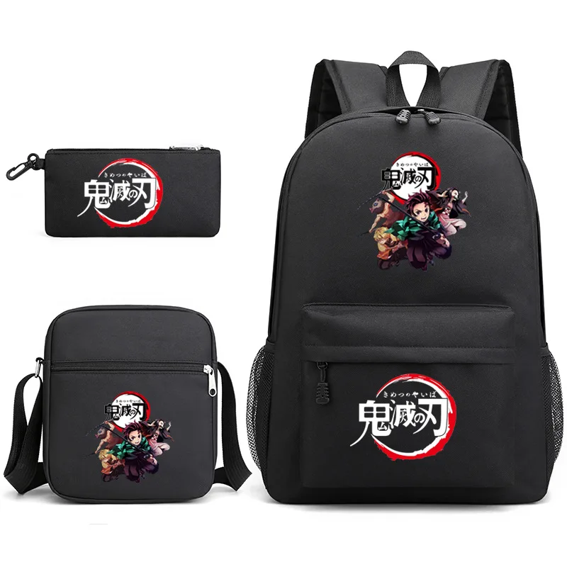 Demon Slayer Anime 3 pezzi/set zaino Nezuko borsa a tracolla per scuola per studenti bambini zaino da viaggio carino regali di compleanno per bambini