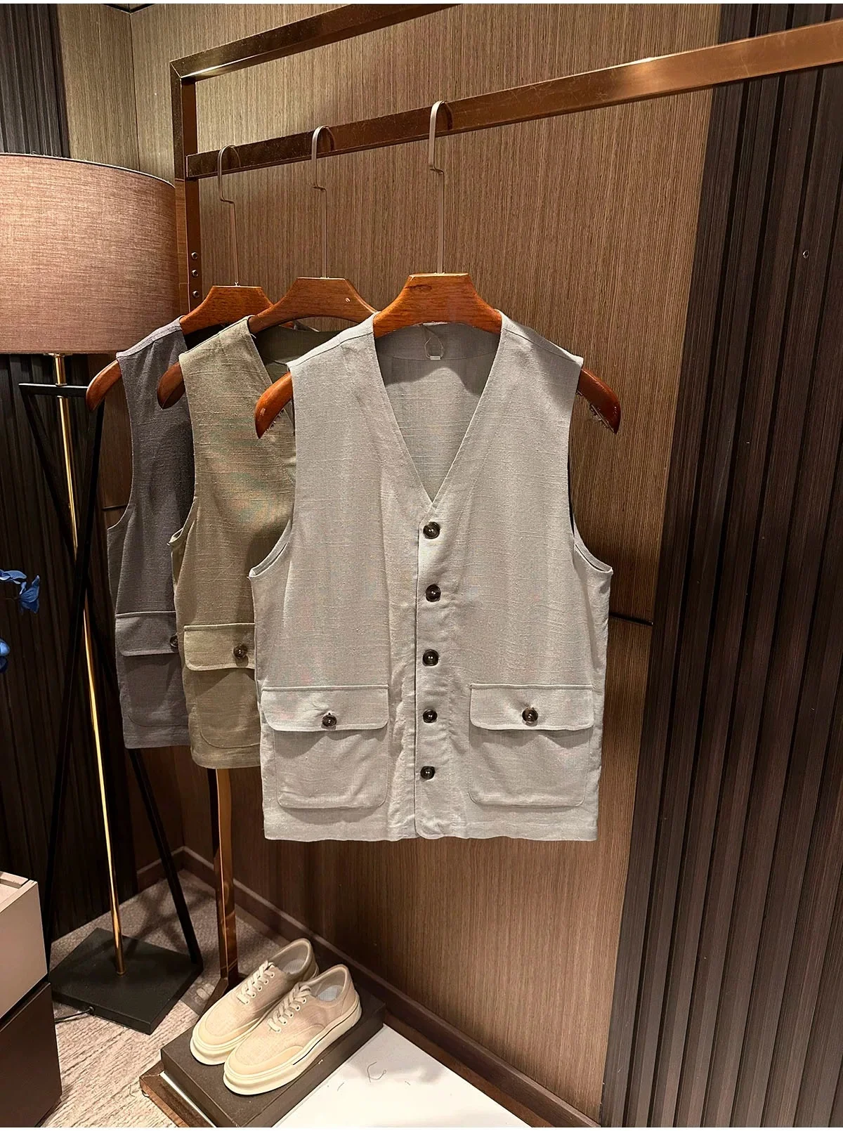 Men's Summer New Arrival Solid Color High-Quality Linen Vest Overcoat