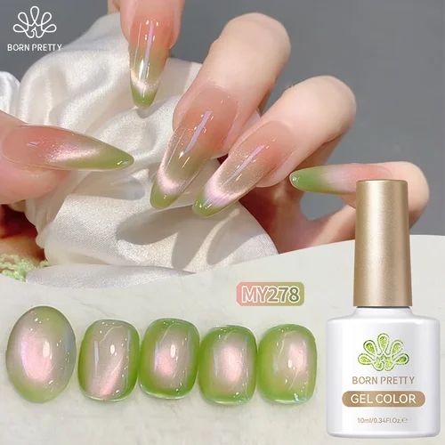 BORN PRETTY 10ml Guava Rosa Verde Gato Esmalte de uñas de gel magnético Cuenta de vidrio brillante Soak Off UV Gel Nail Art Barniz Salón DIY