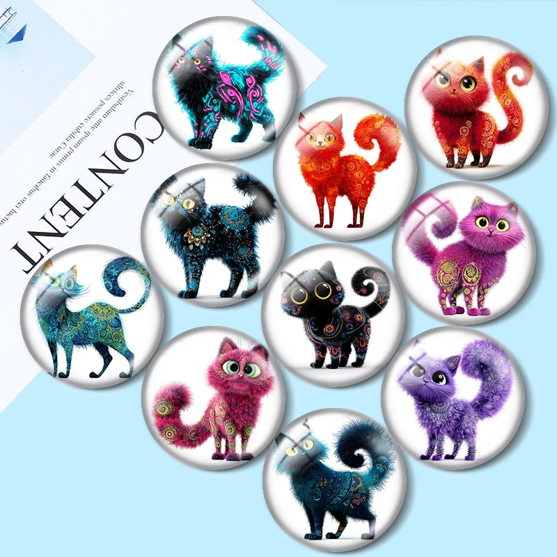 Whimsical Fantasy Cats 12/18/20/25mm glass cabochon  bracelet pendant rings for jewelry demo earrings back Making findings
