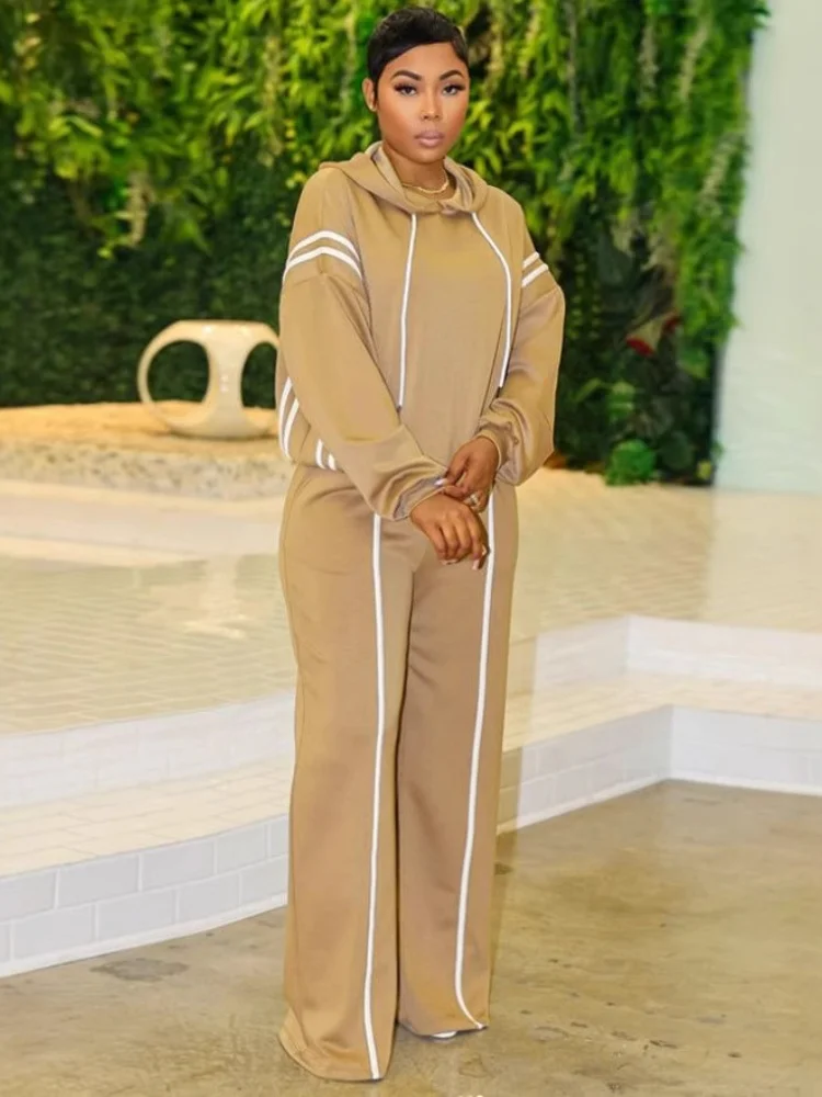 

Три сестры, новые поступления, осенне-зимняя элегантная вязаная лоскутная толстовка с капюшоном, женские комплекты из двух предметов, брючные костюмы