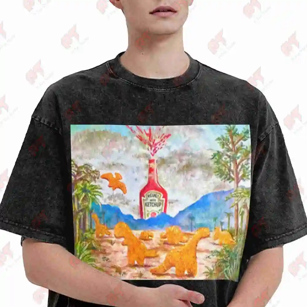 Dino Nuggets Vintage Washed Tee Pure Cotton T-Shirt