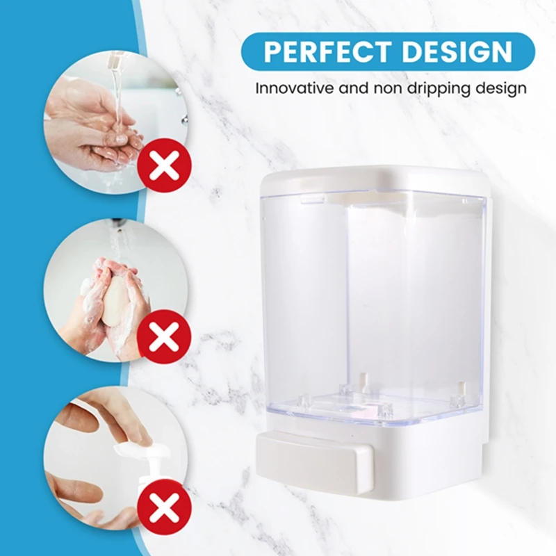 Manual Soap Dispenser 33.8Oz/1000Ml Wall Mount Soap Dispenser Bathroom Commercial Soap Dispenser For Kitchen Restaurant