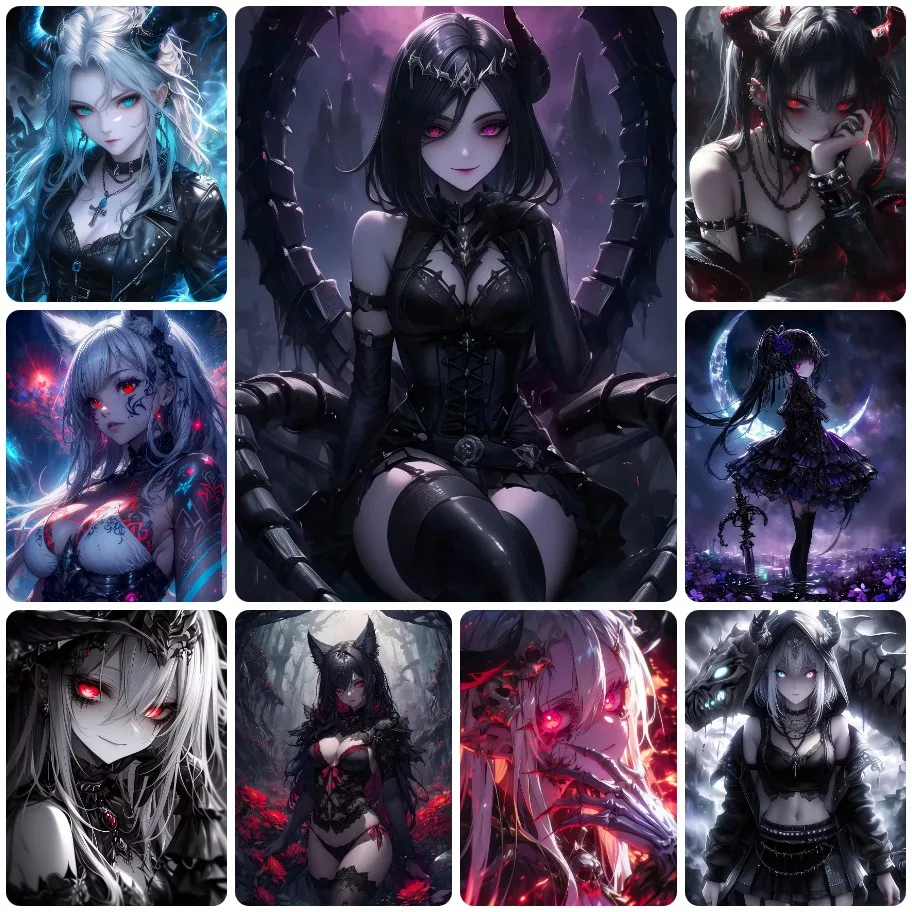 DIY Gothic Dark Fantasy Lass Jigsaw Puzzle, Multi Anime Wall Hanging Art, Leisure Modern Family Interior Decoration Ornament