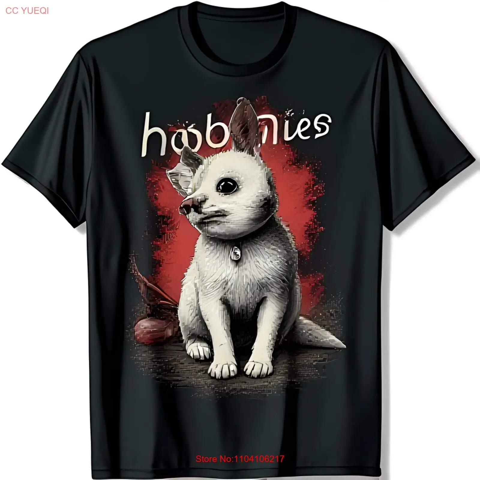 

Unique Black T-Shirt with Cartoon Dog Graphic Hobbies Text & Red