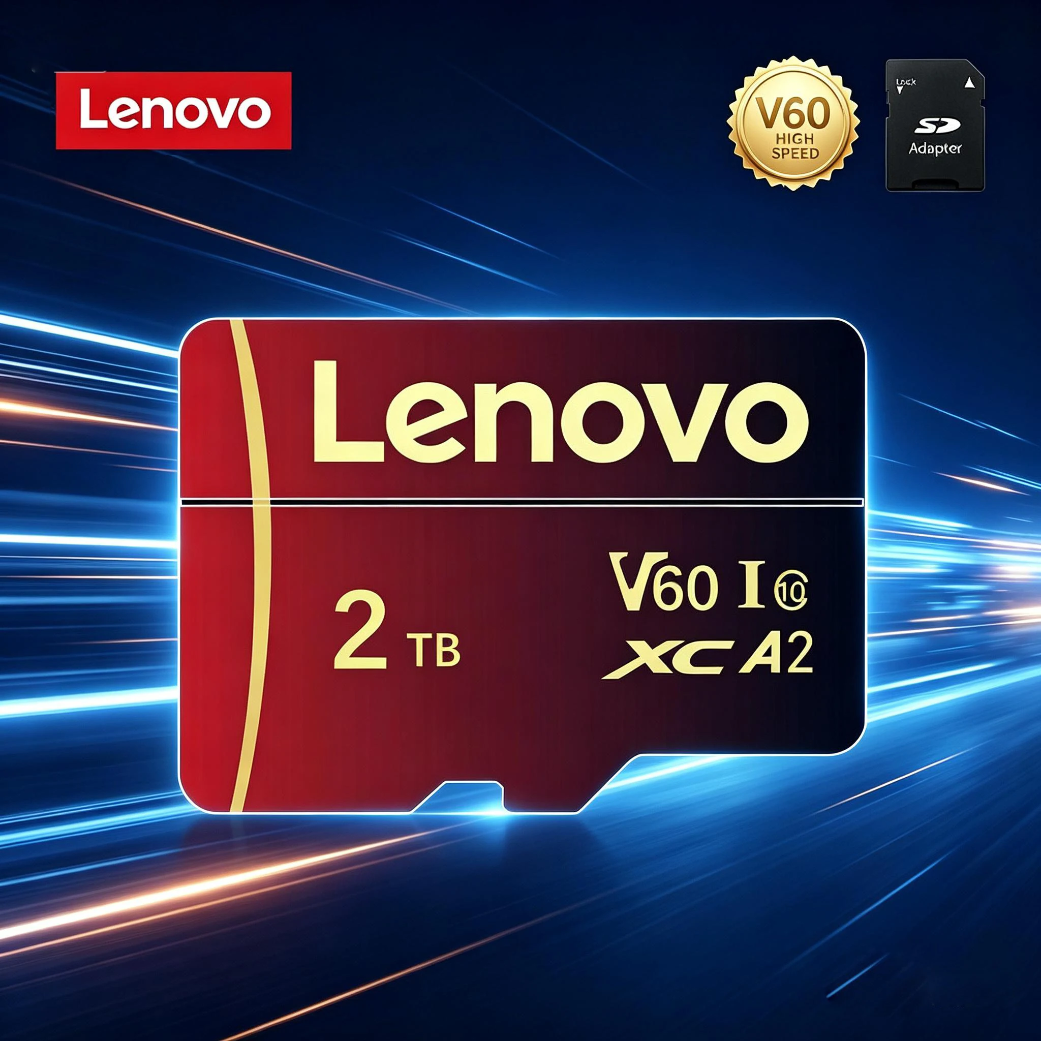Lenovo High Speed Micro TF SD Card 2TB 128GB 512GB 256GB Class 10 U3 V30 A2 with Adapter for DJI Air Drone 4K UHD Memory TF Card