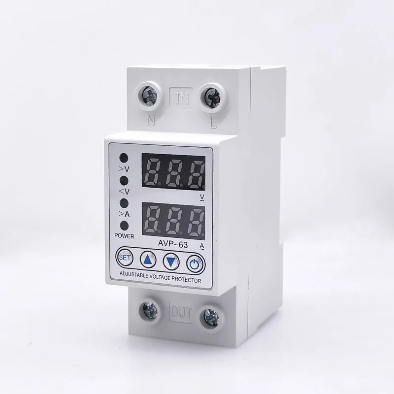 100V-240V Adjustable Over Voltage Under Voltage Reclosing Protector Relay Limit Over Current Protection Dual Digital Display