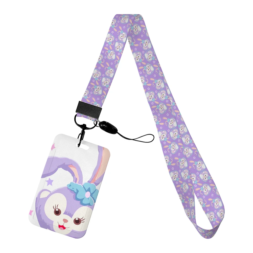 Disney Stellalou Cute Lanyards Keychain Animated Cute Badge Holder Id Credit Card Pass Hang Rope For Keys Accessories Gifts