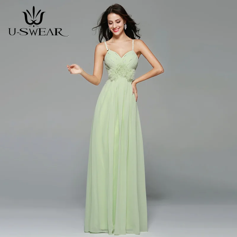 Grace Mint Green Bridesmaid Dresses Spaghetti Straps Sleeveless Dresses for Wedding Party Chiffon Robe Demoiselle Evening Dress