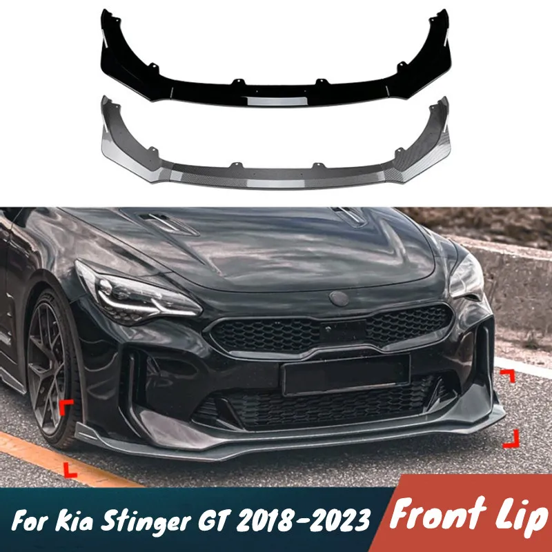 

For Kia Stinger GT 2018-2023 Car Front Bumper Lip Chin Spoiler Splitter Protective Cover Body Kit Exterior Tuning Accessories