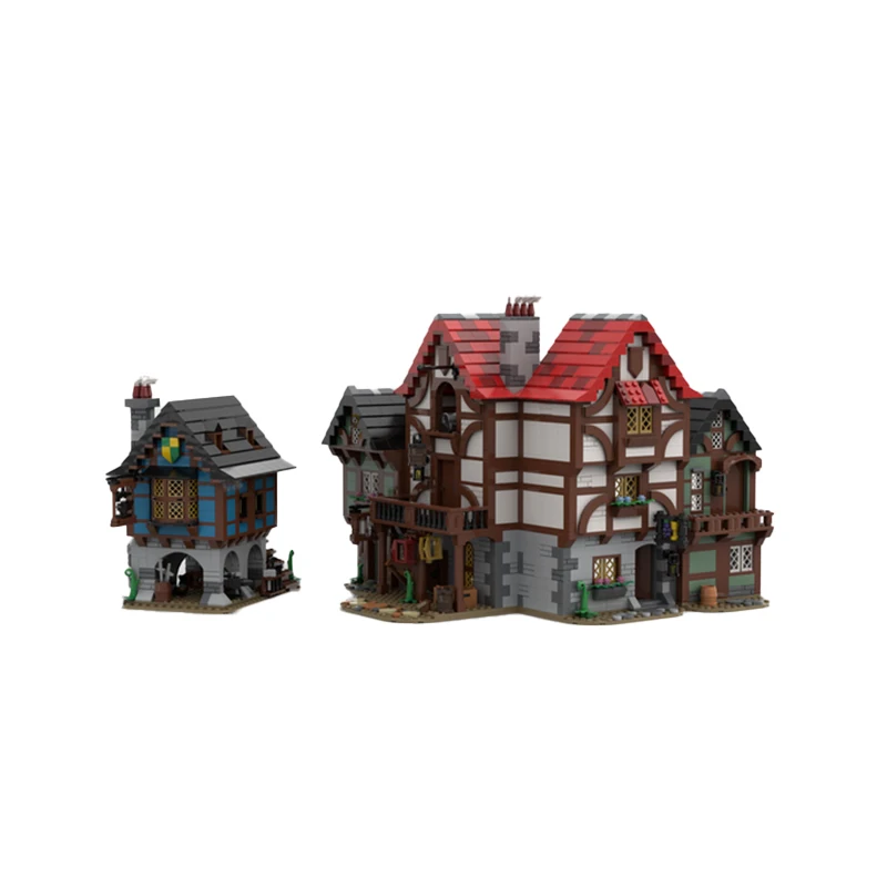 MOC- 150889   Widok ulicy Architektura Seria Chata Dom Średniowieczny Model Alley Blok konstrukcyjny DIY Kolekcja Zestaw klocków Dziecko Puzzle Zabawka