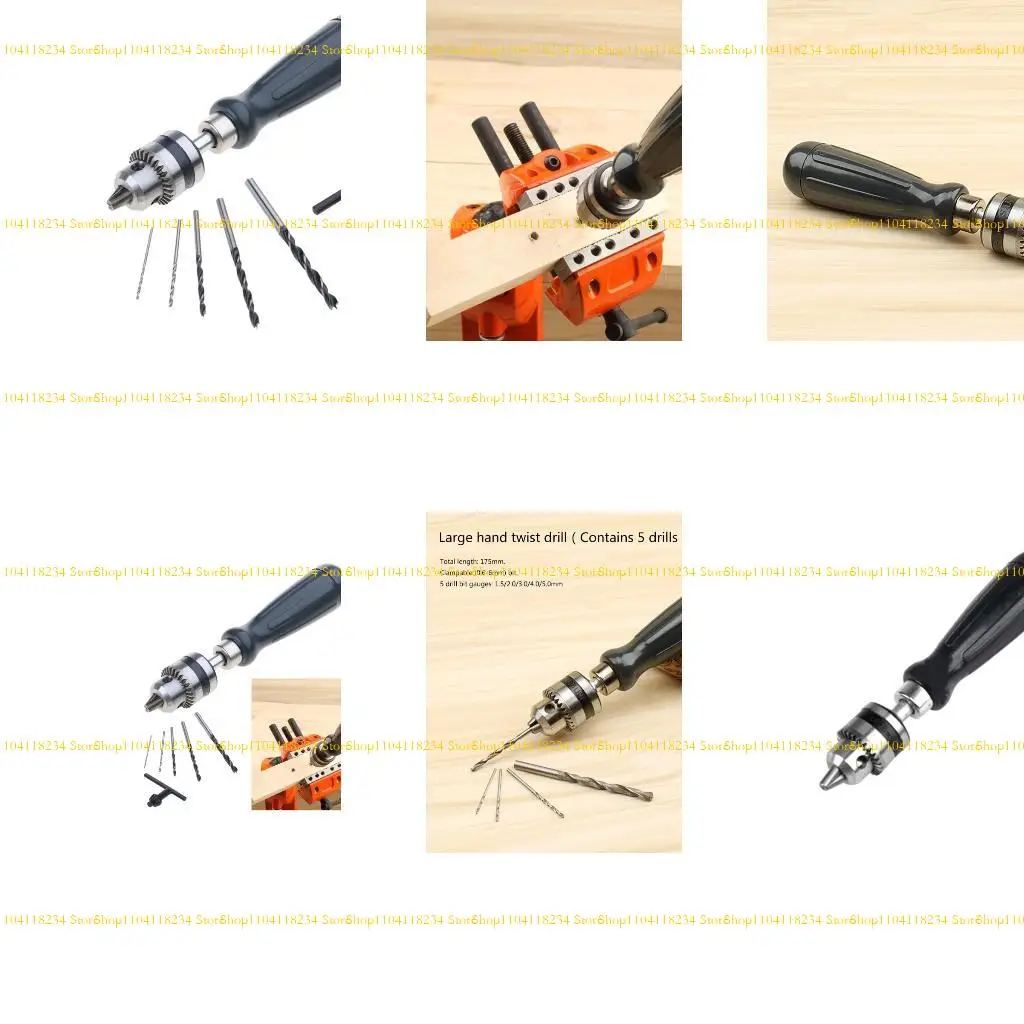 

P9FB Mini Hand Drill Spirals Hand Manual Push Chuck 1.5/2.0/3.0/4.0/5.0mm Twist Drill Bits Manual Hole Punch Tools
