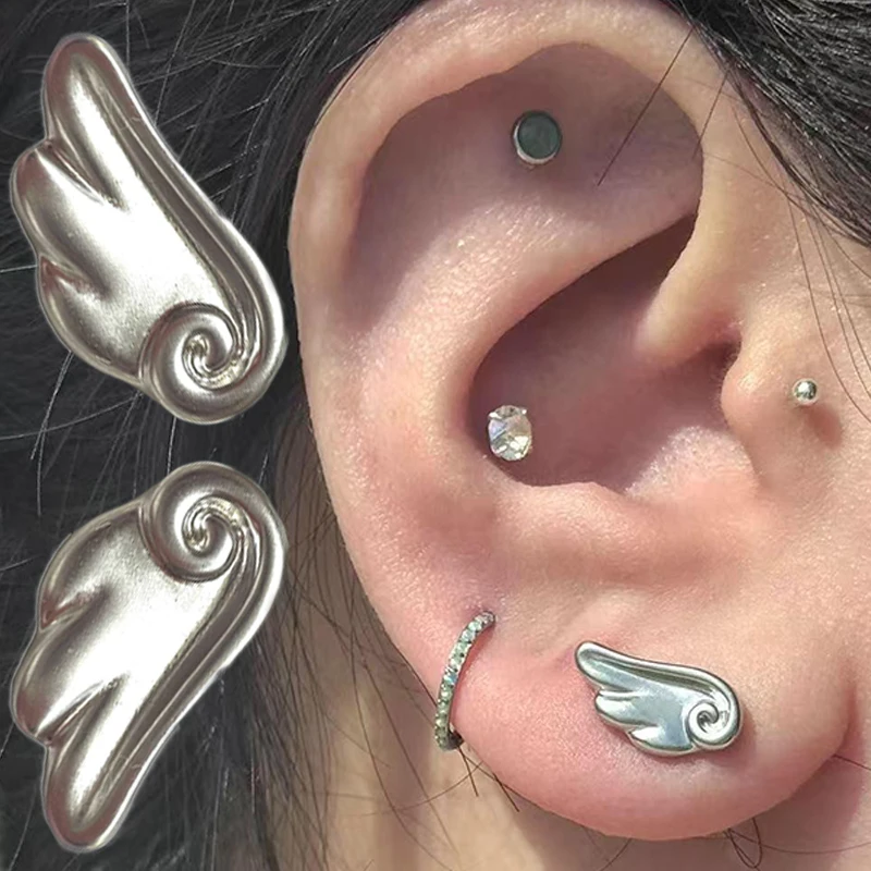 1 Par de Brincos Mini Asas de Anjo Coreanos, Novidade, Modernos e Versáteis para Mulheres, Design Criativo e Tendência, Acessórios Diários para Festas
