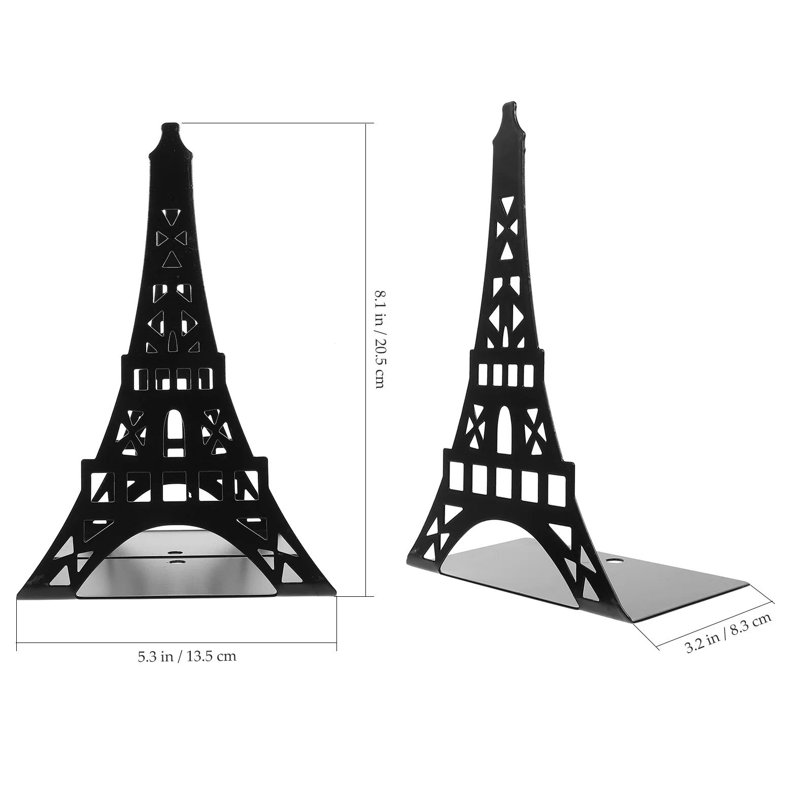 

2Pcs Metal Book Holders Tower Shape Bookends Reusable Desktop Organizers for Books Records Cds Neat Shelf Display Stand