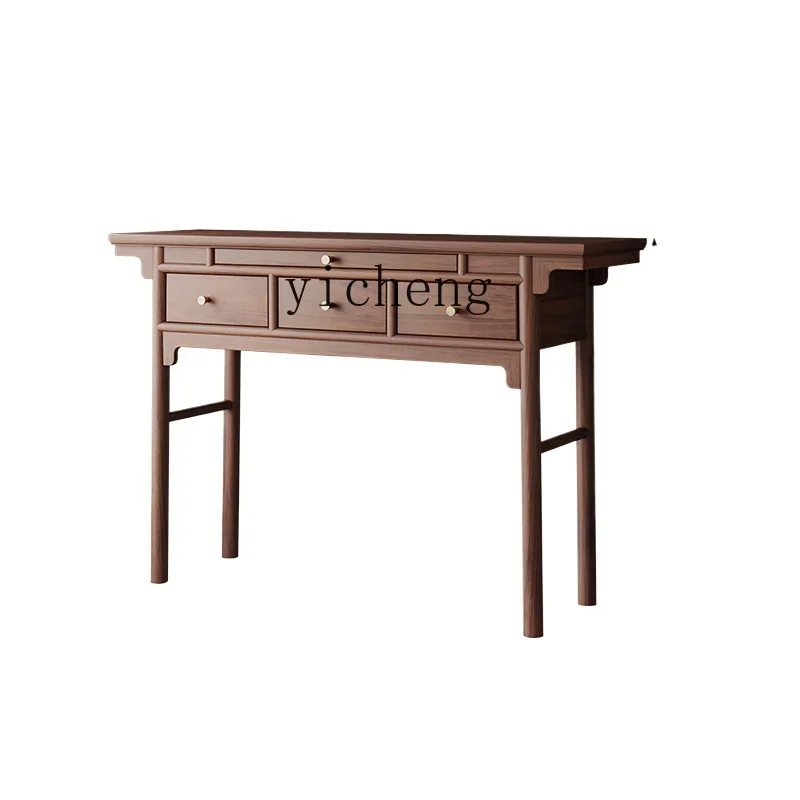 

Tqh Solid Wood Altar Incense Burner Table Household Hallway a Long Narrow Table Tribute Table New Chinese Style Buddha