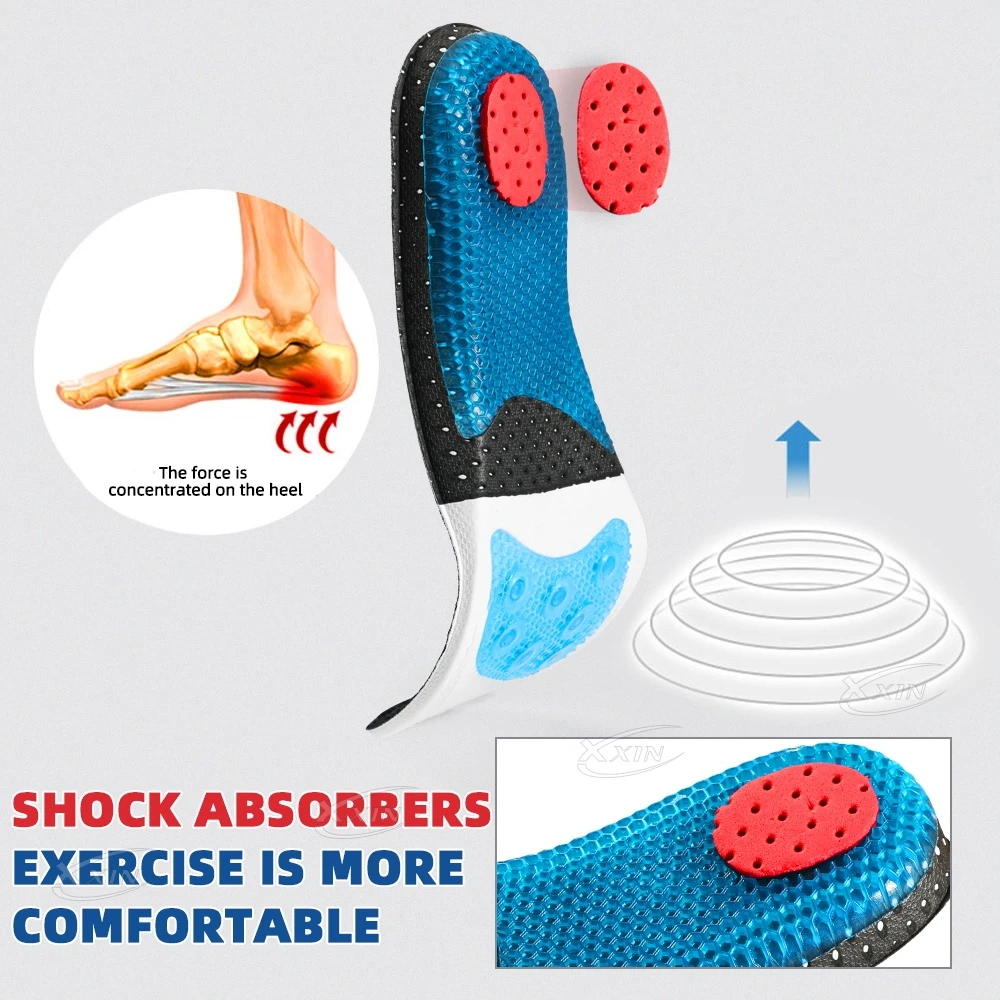 【Xxin】Spring Insole Basketball Sport Insoles for Men Women Silicone Arch Support Shoe Pad Size 35-46