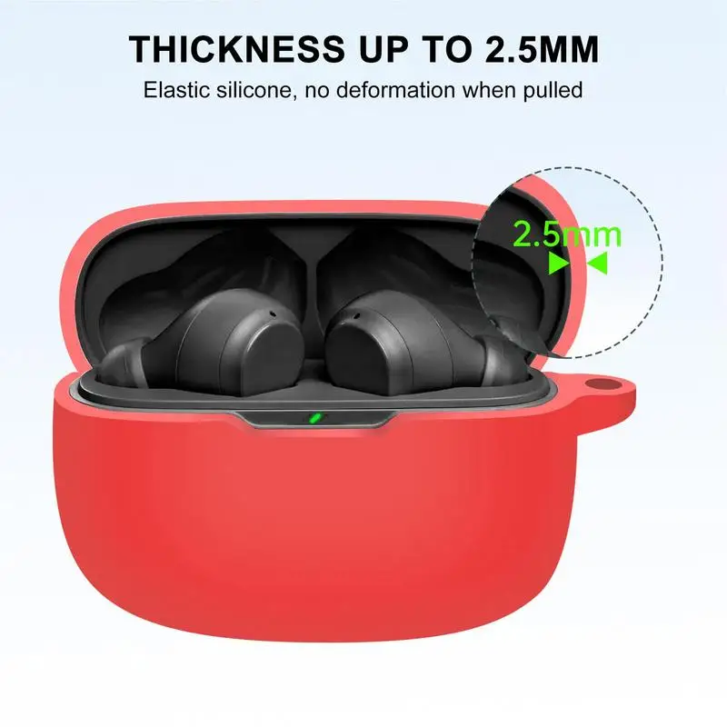 Bluetooth Headset Protection Cases Shockproof Headphones Cover Anti-Drop Protective Silicone Earphone Case With Carabiner