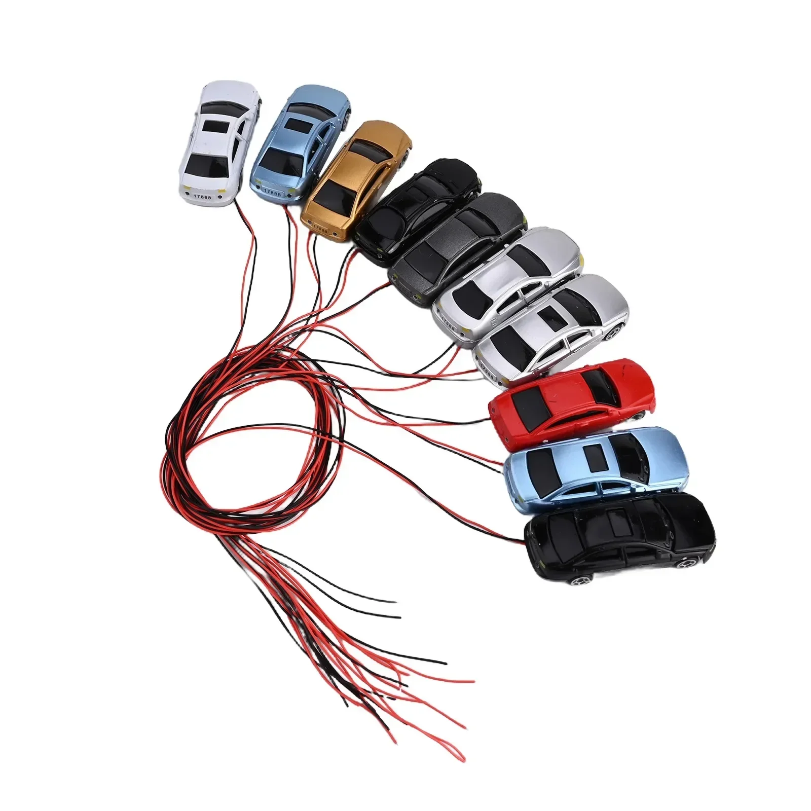 10-częściowy model pociągu samochodowego Dom Ogród 1:87 ~ 1:100 H0 W podświetlanym modelu pociągu 45x16x11MM Akcesoria do budowania modeli