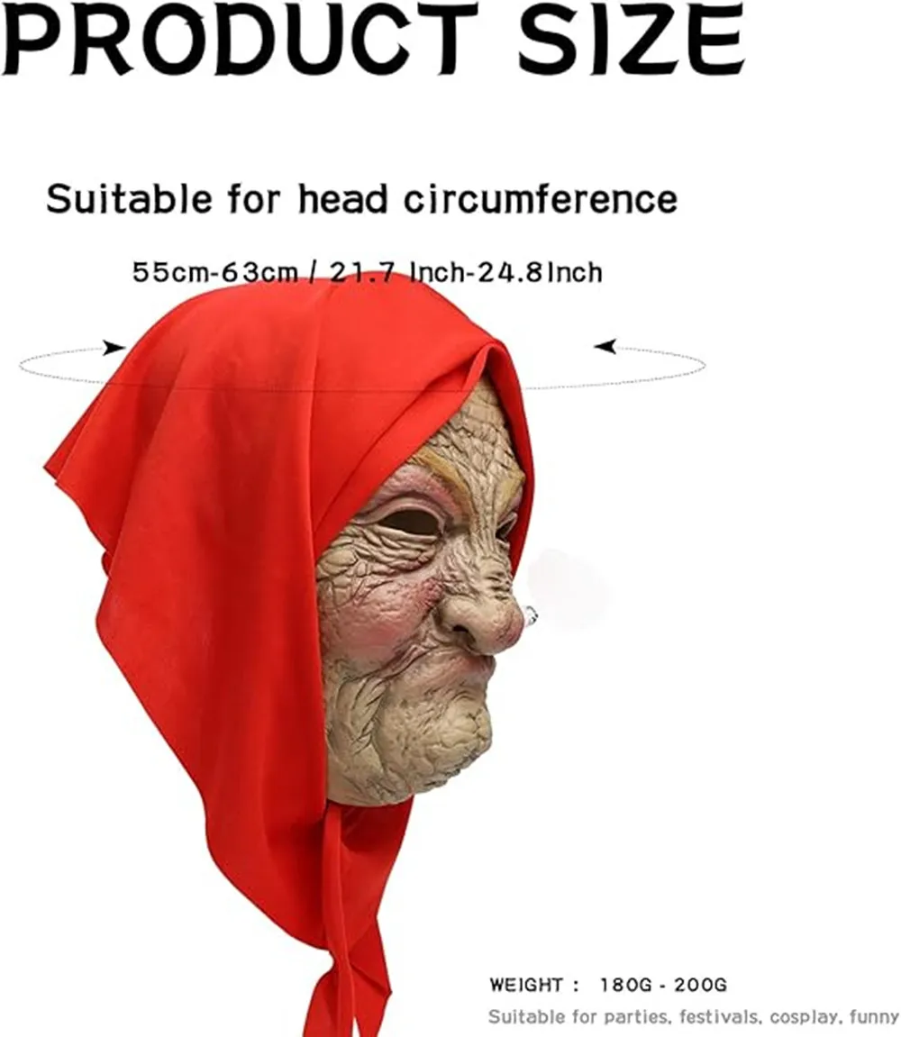 Realistische Alte-Frau-Maske Gruselige Oma-Masken für Erwachsene Halloween-Kostüm Cosplay Latex-Requisiten – Detail 1