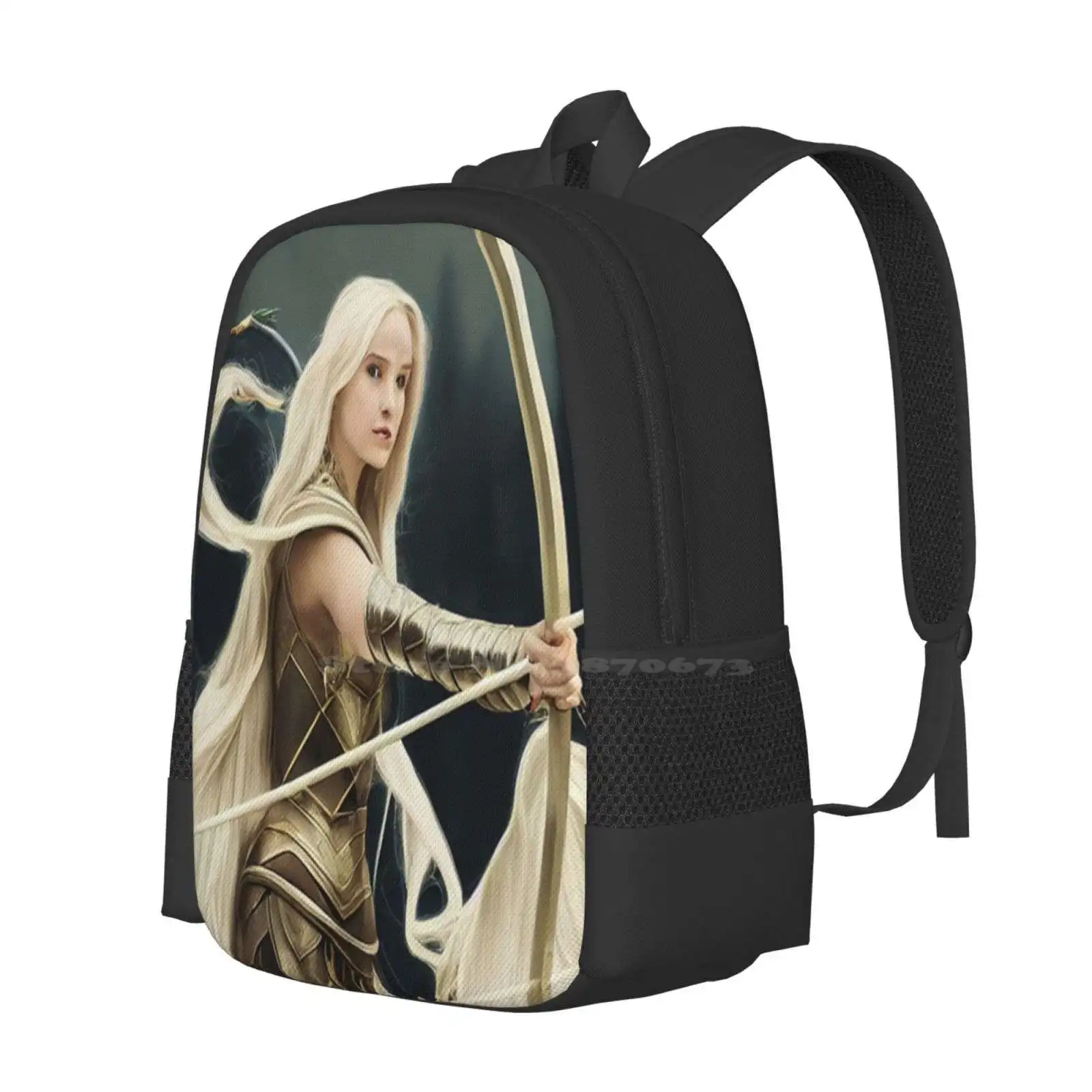 Elf Warrior , Long Blonde Hair. Beautiful Mysterious Women. Lore And Adventure Teen College Student Backpack Pattern Design