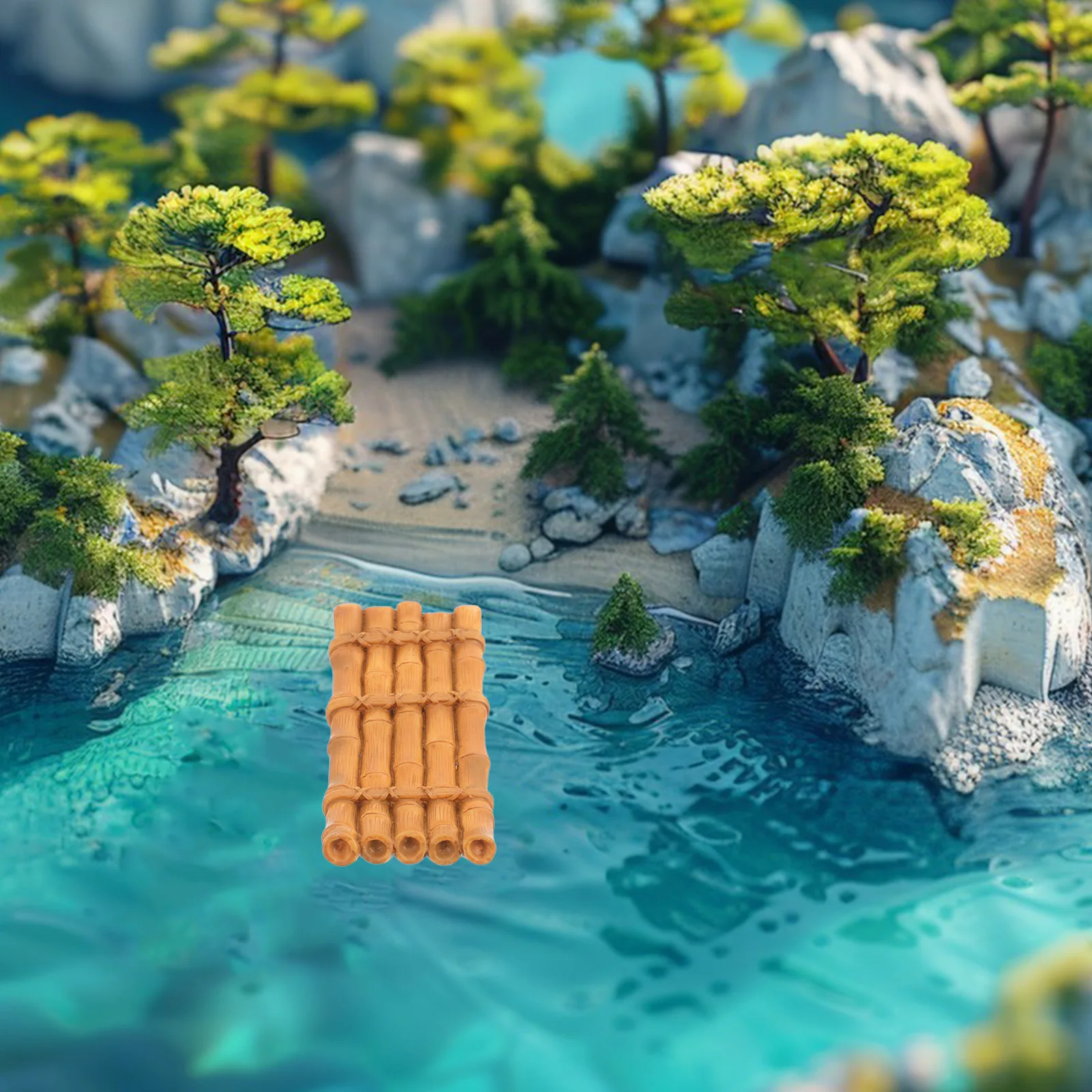 

15pcs Miniature Bamboo Raft Micro Landscaping Decor For Garden Room Planter Accessories Bonsai Ornament Resin Boat