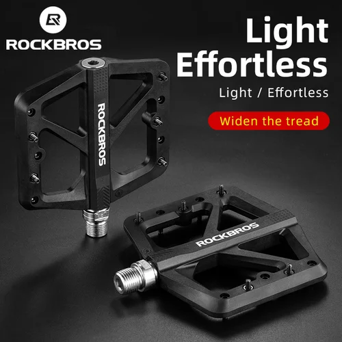 Imagen 2 del producto Pedales de bicicleta ROCKBROS, pedales de bicicleta antideslizantes ultraligeros con rodamiento DU de nailon, pedales de bicicleta de montaña de pie grande, accesorios para ciclismo