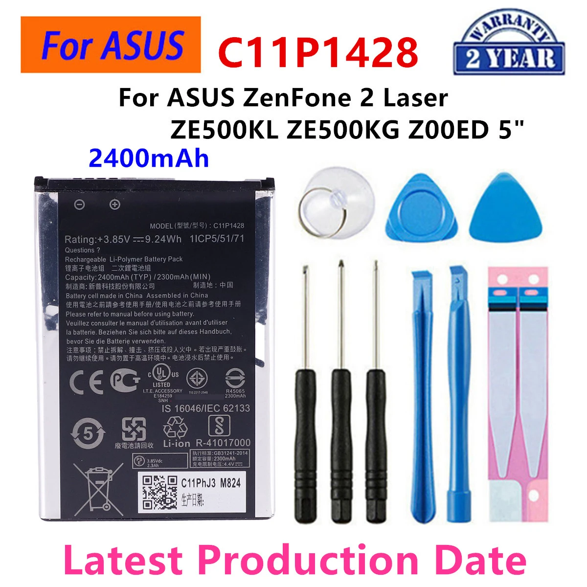 Brand New Battery C11P1428 2400mAh  For  Asus ZenFone 2 Laser ZE500KL ZE500KG Z00ED 5