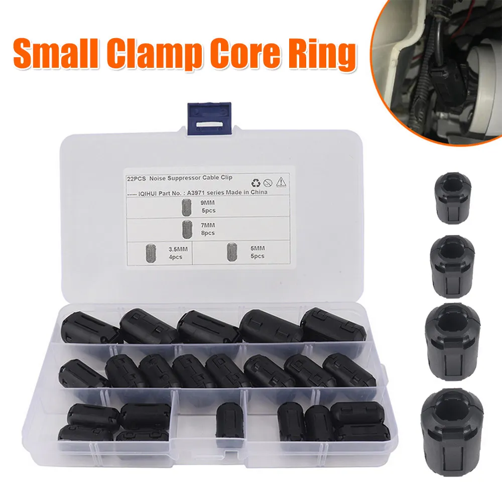 25Pcs Clip On Ferrite 3.5mm/5mm/7mm/9mm Bead Noise Suppressor Anti-Jamming Toroidal Clip-on Clamp RFI EMI Noise Magnetic Filter