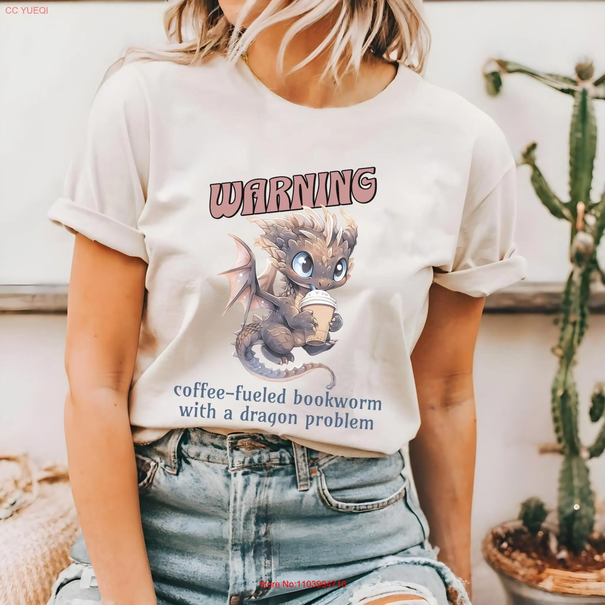 

Coffee Dragon Book T Shirt Bookdragon Nerd Bookish Fantasy Lover Women s long or short sleeves