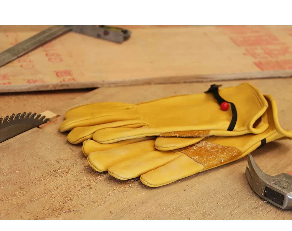 Guantes de trabajo de cuero para hombre, guantes de seguridad de piel de vaca amarilla, resistentes, protectores, para c