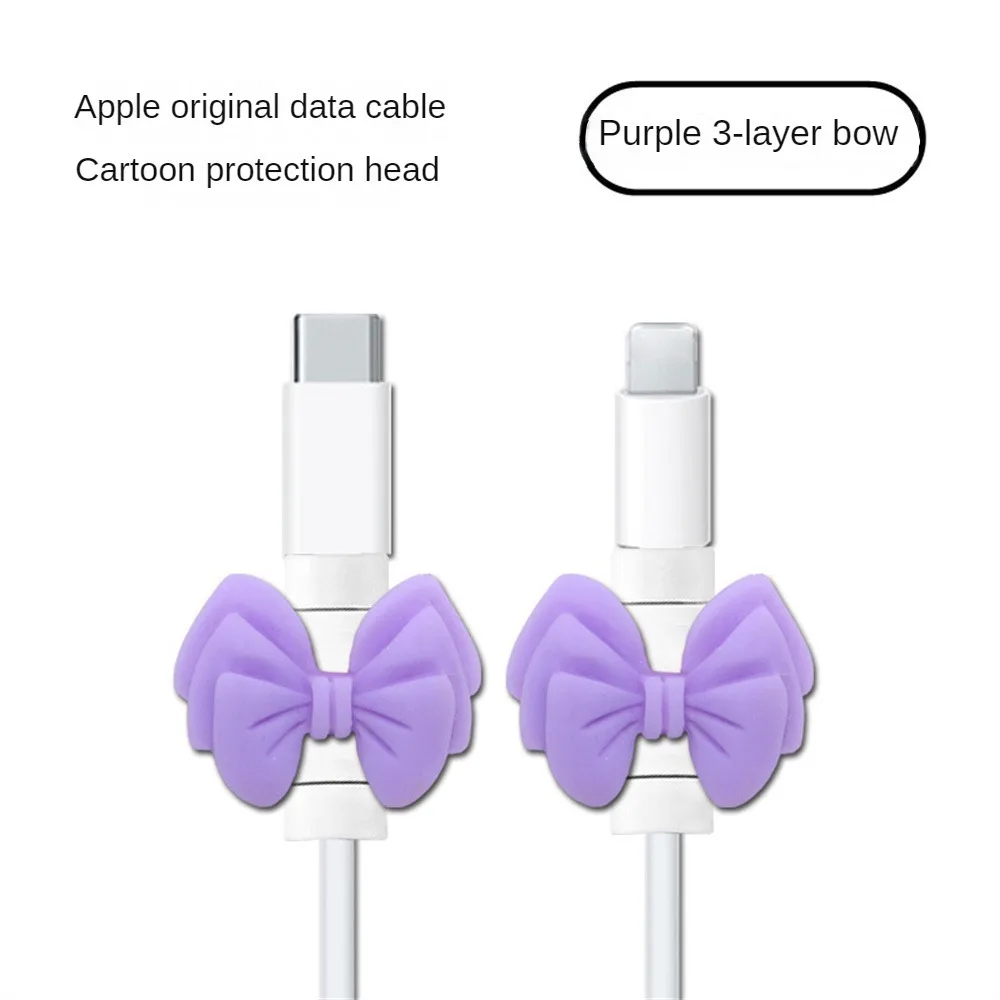 Cable Protector Cover Cute Bow Data Line Protective Sleeve for Mobile Cell Phone USB Charger Cord Winder Protection Accessories