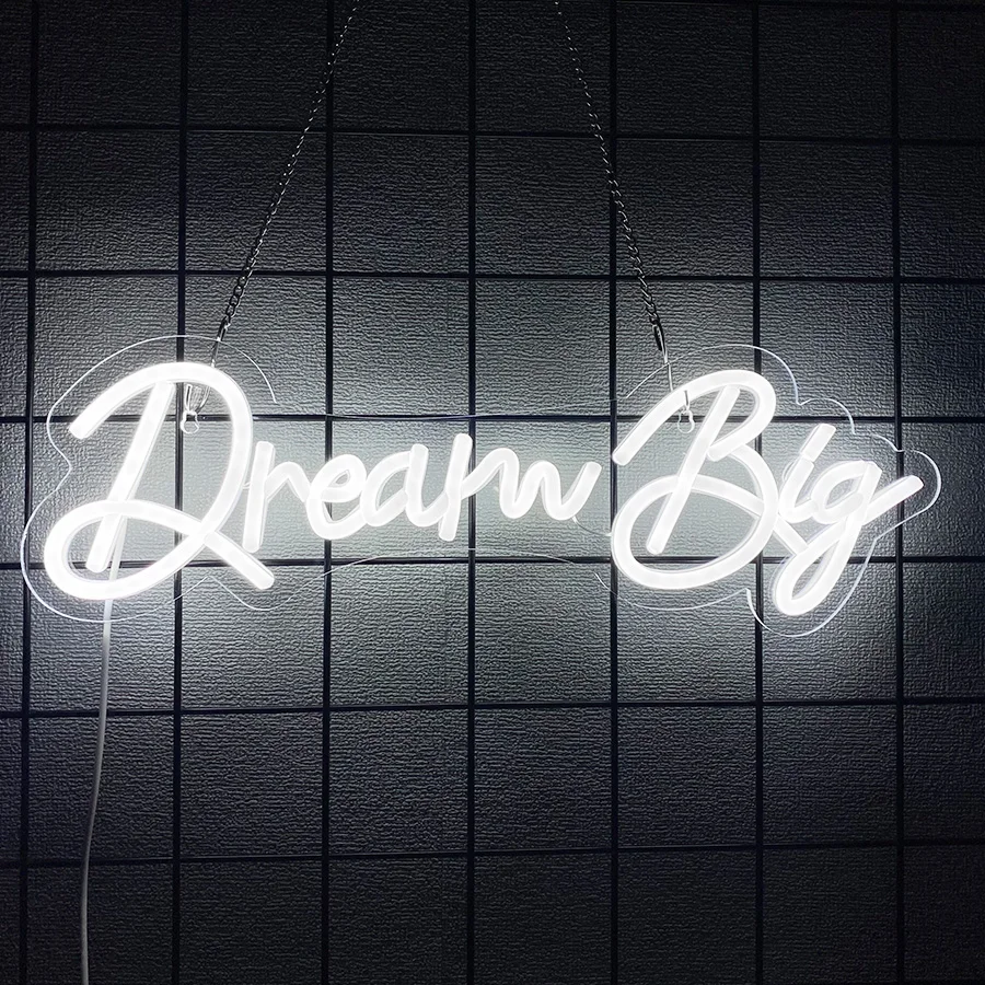 Dream Big Neon Sign For Wall Decor,Light Up Sign For Bedroom,Book Store Decor,Man Cave,Beer Bar,Restaurant,Birthday Party Gift