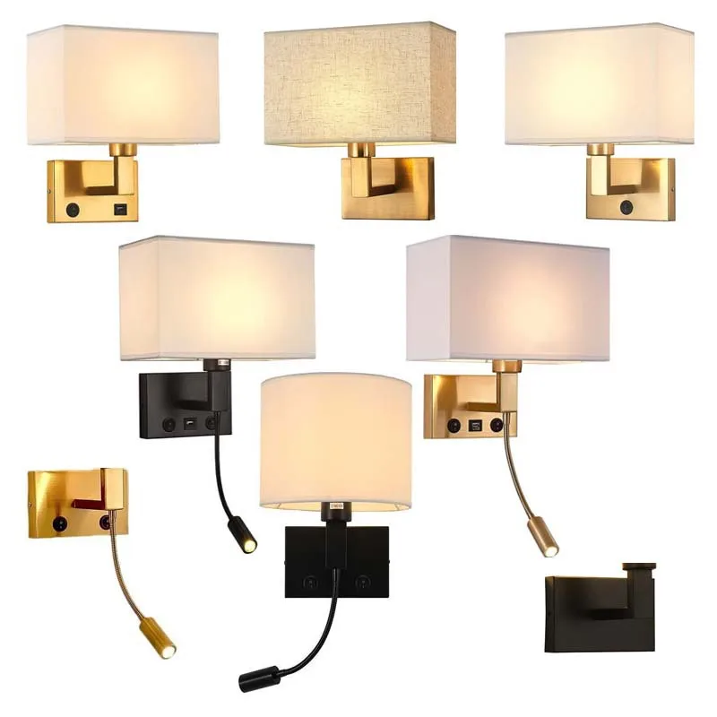 Wall Lamp Hotel Study light Creative Fabric LED European Simple Bedhead New Hotel Wall Lamp lights