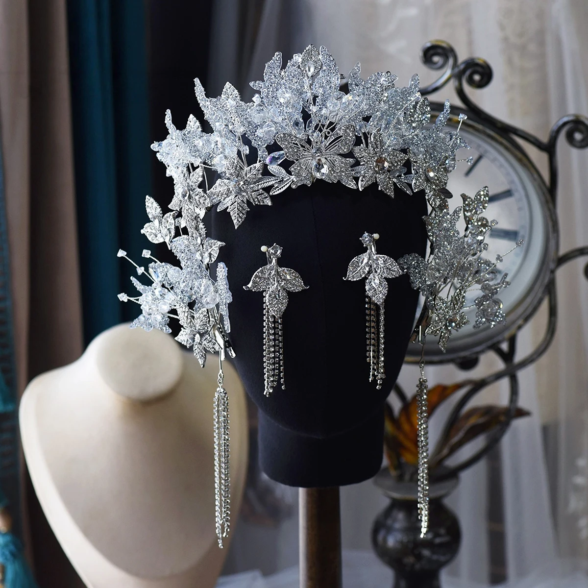 Super Shiny Ice Gel Butterfly Hairband Crown Edge Clip for Bridal Wedding Main Dress Glittery Hair Accessories
