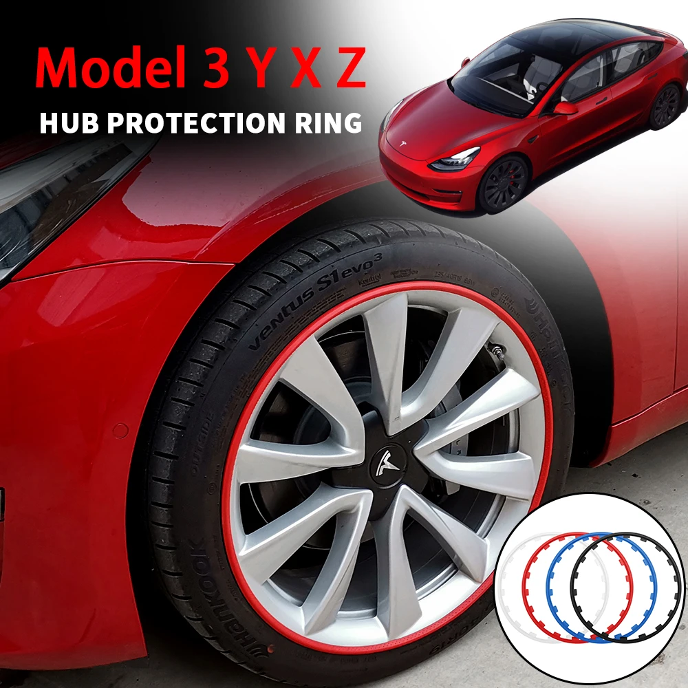 

4pcs 16/17/18/19/20 Inches Car Wheel Edge Rim Protection Rings Plastic Hub Decoration Strips For Tesla Model 3 Y X Z 2017-2023