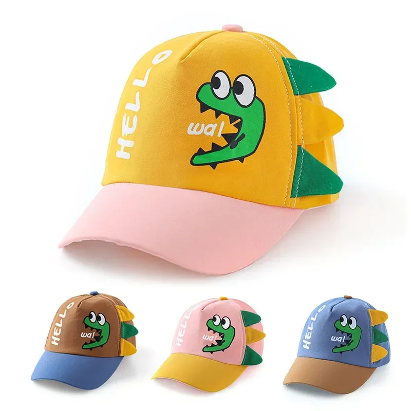 Baby Baseball Cap for Boy Girl Cartoon Dinosaur Children Adjustable Sun Visor Hat Spring Summer Infant Toddler Snapback Hat 1-4Y