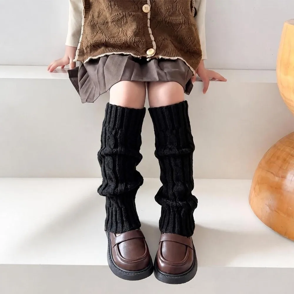 1pair Sweet Twist Knit Pattern Knitted Leg Warmers Warm Lined Stretch Foot Cover Socks Solid Color Knee High Socks Winter Autumn