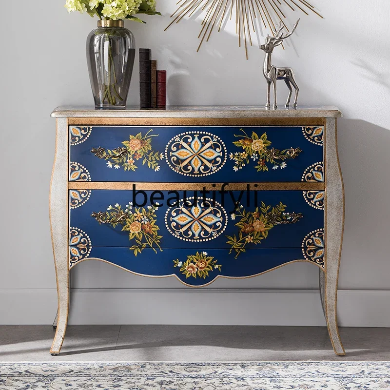 

D06 American painted solid wood chest, retro cabinet, locker, bedroom storage cabinet customization