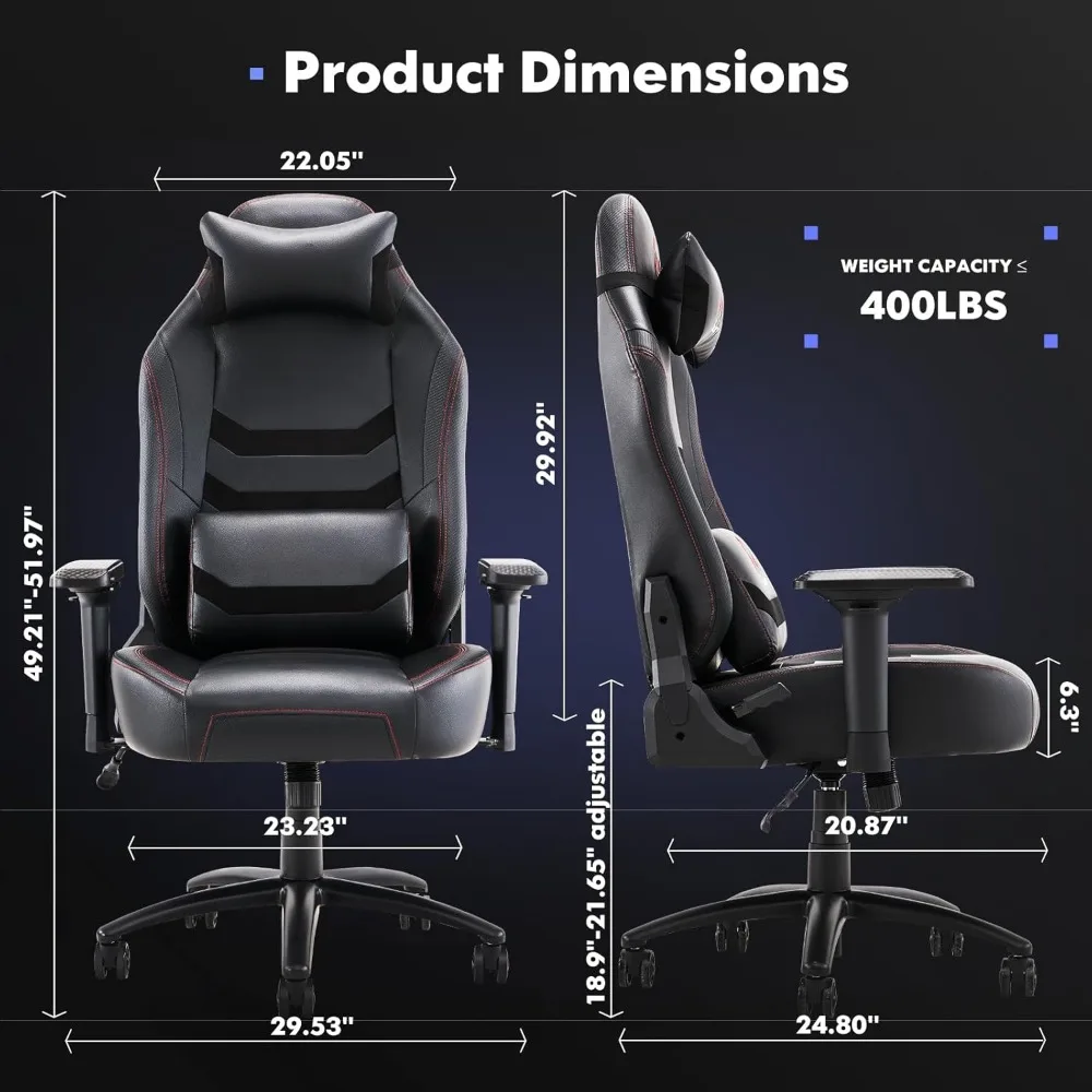 350lbs Gaming Chair, Ergonomic  with Thick Seat, Reclining Back, 3D Armrest, BIFIMA Certified, Espores Chairs