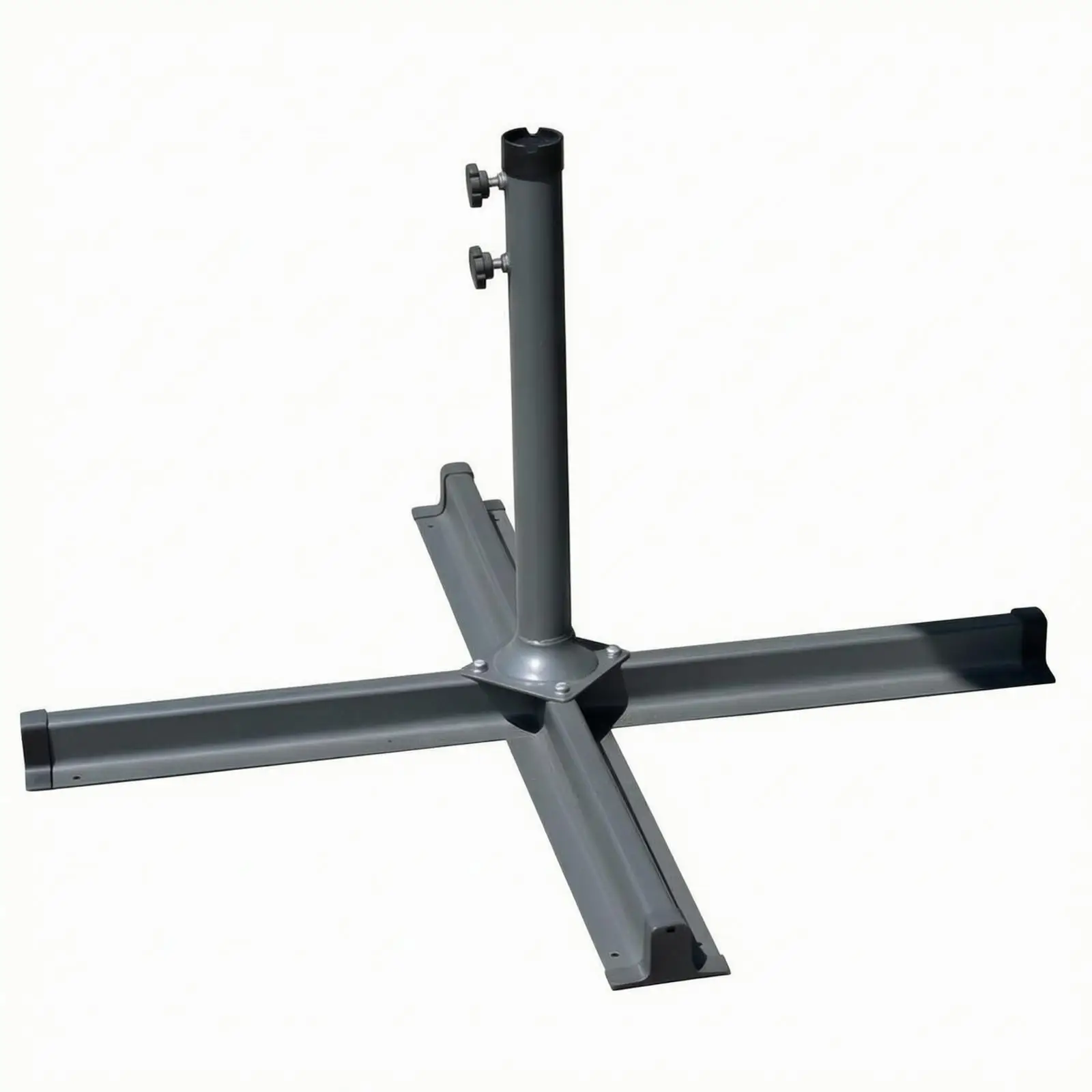 Heavy Duty Iron Umbrella Base Cross Shaped Patio Parasol Holder with Tightening Knobs for Outdoor Garden Use
