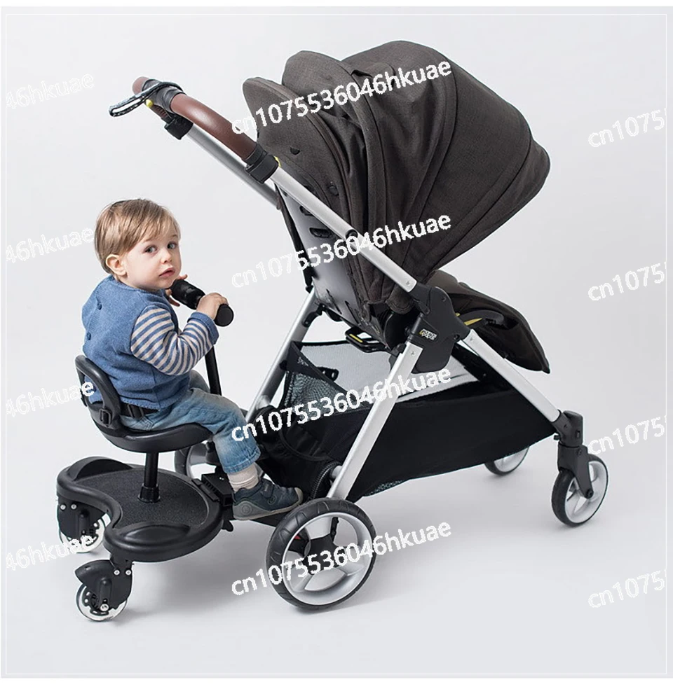 Universal Buggy Board with Seat Wheeled Standing Board for Stroller Pram Attachment