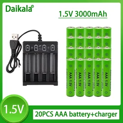 100% New AAA Battery 3000 MAh Rechargeable Battery AAA 1.5 V 3000 MAh Rechargeable New Alcalinas Drummey + Charger