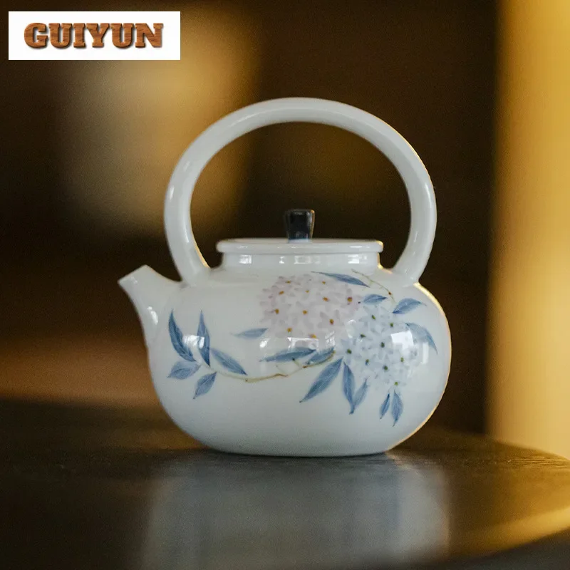 

160 мл ручная роспись вышитый шар цветок нефритовая грязь чайник традиционный чайник для заварки чая чайник с фильтром подарок для кафе